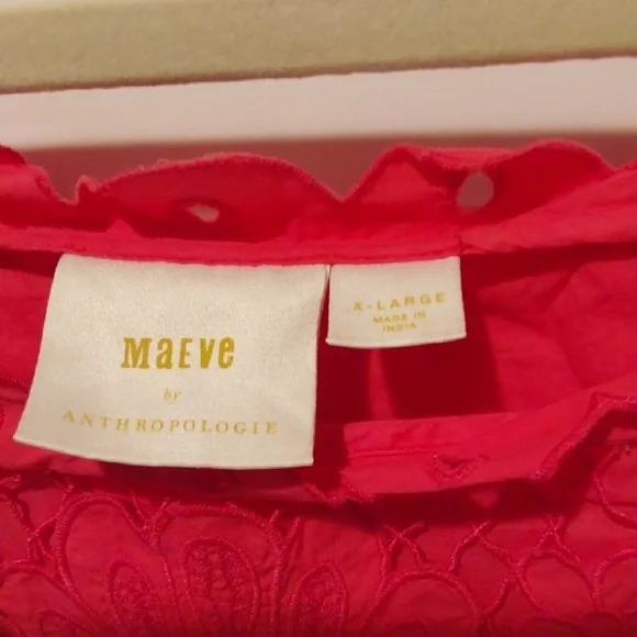 Anthropologie Red Floral Lace Blouse - Picture 2 of 3